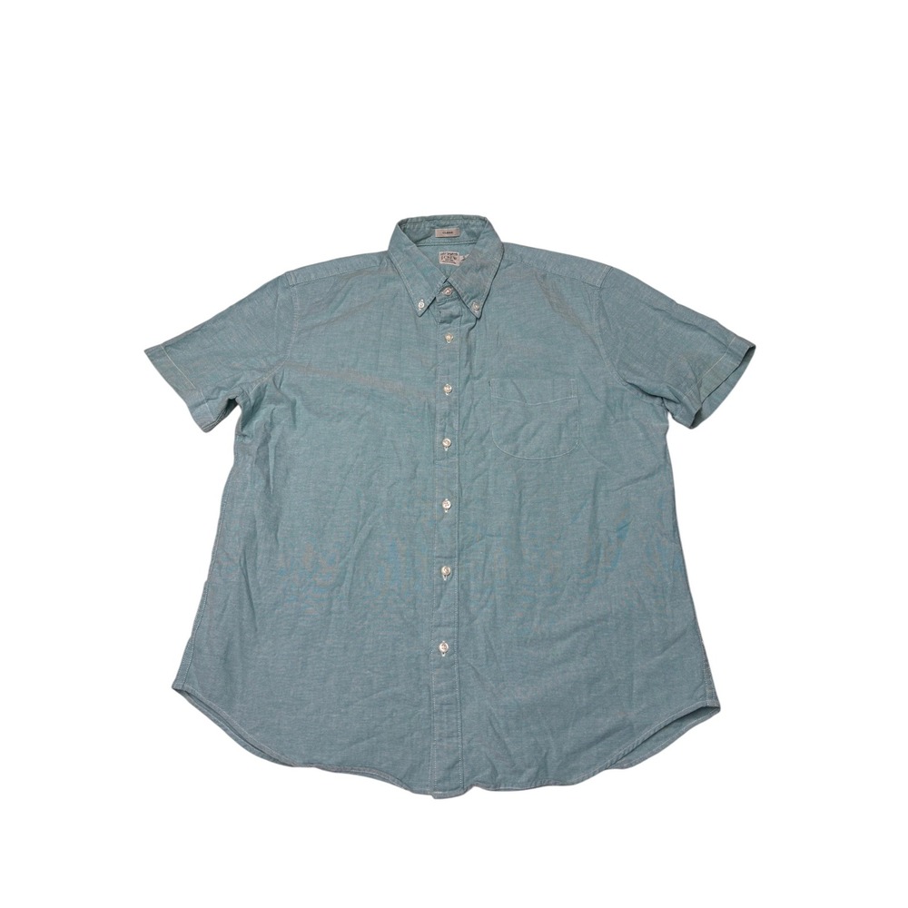 J.Crew‎ Broken-In Oxford Shirt Mens Large Classic Fit Short Sleeve Teal Green